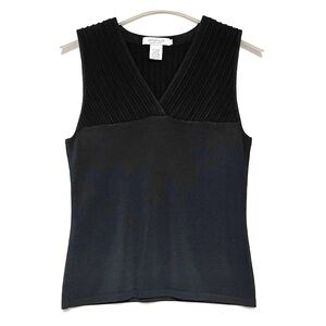 Emanuel Ungaro Vintage Sweater Small Sleeveless Contrast Textured 90s Y2K Black